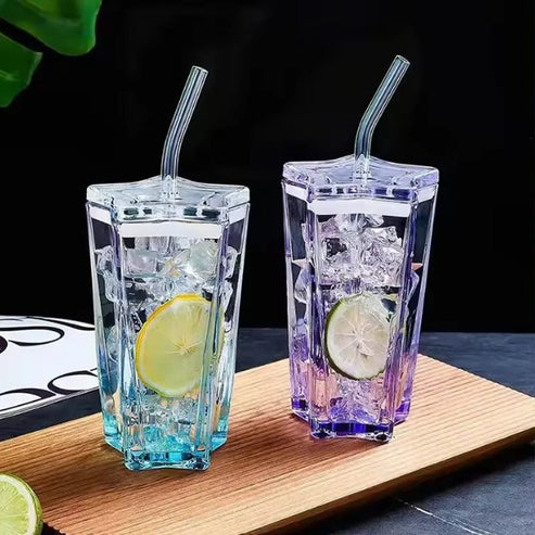 Glass Tumbler Mug with Lid